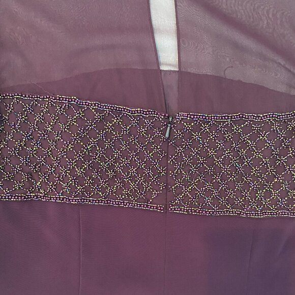 Vintage Black Tie Olga Cassini beaded cocktail dress, Size 12, wine, knee length - Picture 5 of 8